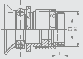 Kabelov� pr�chodka - nikl.mosaz s upevn�n�m a vlo�kou (3/4)